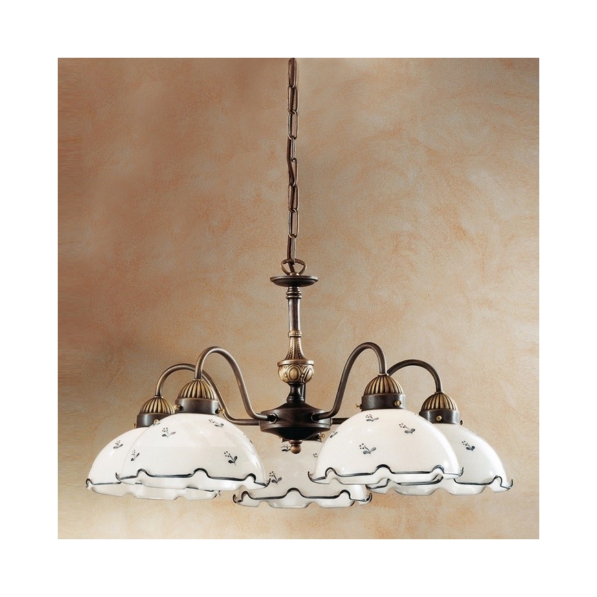 Kolarz 731.85.17 - Kroonluchter aan ketting met blauwe decoraties NONNA 5x E27 / 75W / 230V
