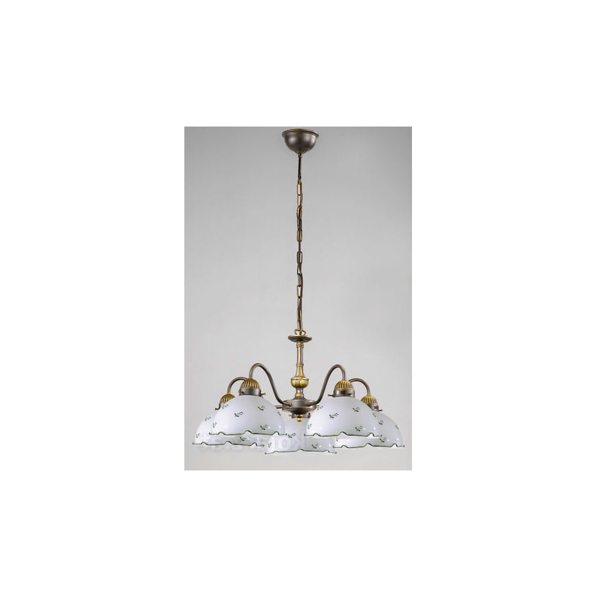 Kolarz 731.85.21 - Kroonluchter aan koord met groene decoraties NONNA 5x E27 / 75W / 230V