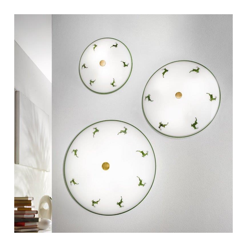 Kolarz 731.U14.4.100-Plafondlamp NONNA 4xE27/60W/230V pr.54 cm groen/messing