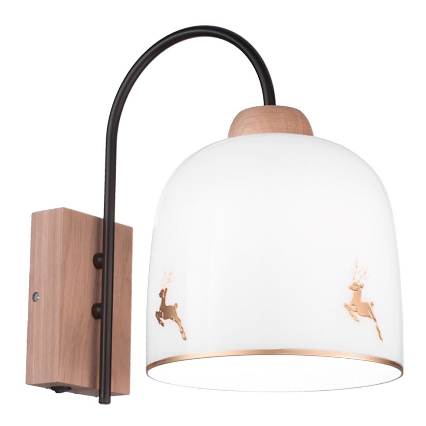 Kolarz A1352.61.Au.100 - Wandlamp NONNA 1xE27/60W/230V hert eiken/wit/goud
