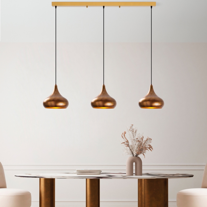 Koperen hanglamp aan snoer MUBA 3xE27/40W/230V