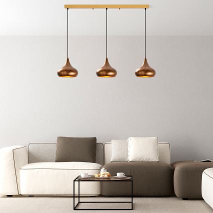 Koperen hanglamp aan snoer MUBA 3xE27/40W/230V