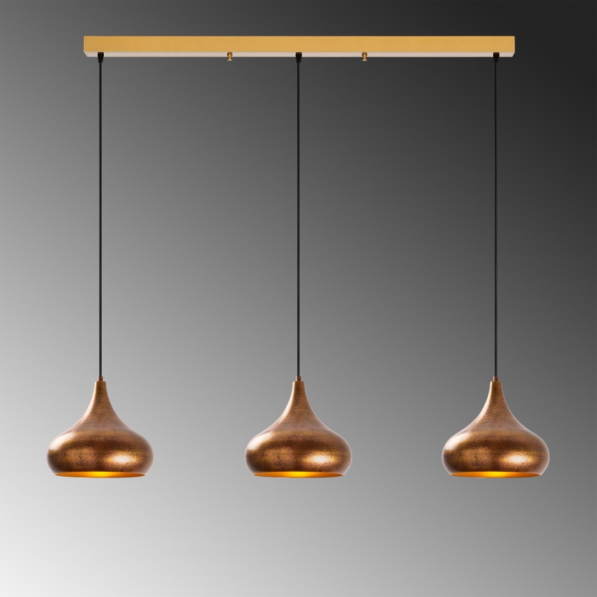 Koperen hanglamp aan snoer MUBA 3xE27/40W/230V