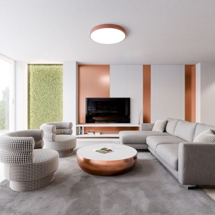 Plafondlamp met bewegings- en schemersensor CLEO 5xE27/24W/230V Ø 60 cm koperen