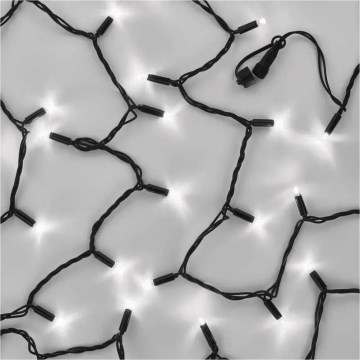 Koppelbaar lichtsnoer 50xLED/5m IP44 koel wit zwart
