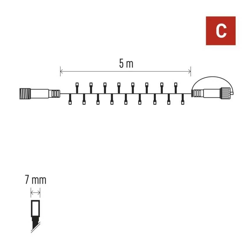 Koppelbare lichtketting 50xLED/5m IP44 koud wit