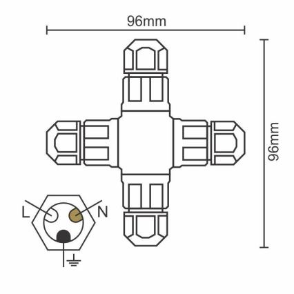 Koppelstuk connector C20A/WP/3x1,5/4