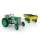 KOVAP tractor met aanhangwagen en opwindsleutel, groen/geel
