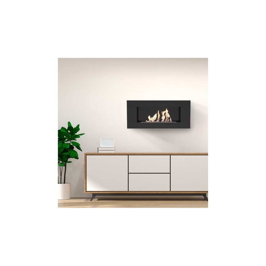 Kratki - Muur BIO-open haard 40x90 cm 1,5kW zwart