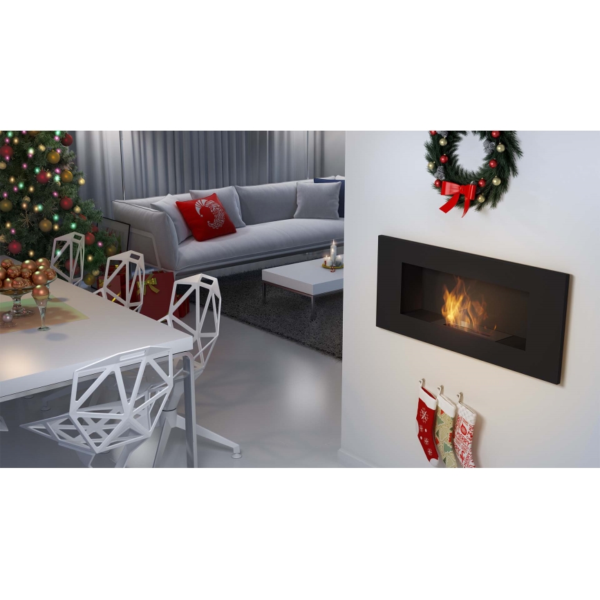 Kratki - Inbouw BIO-open haard 40x90 cm 2kW zwart