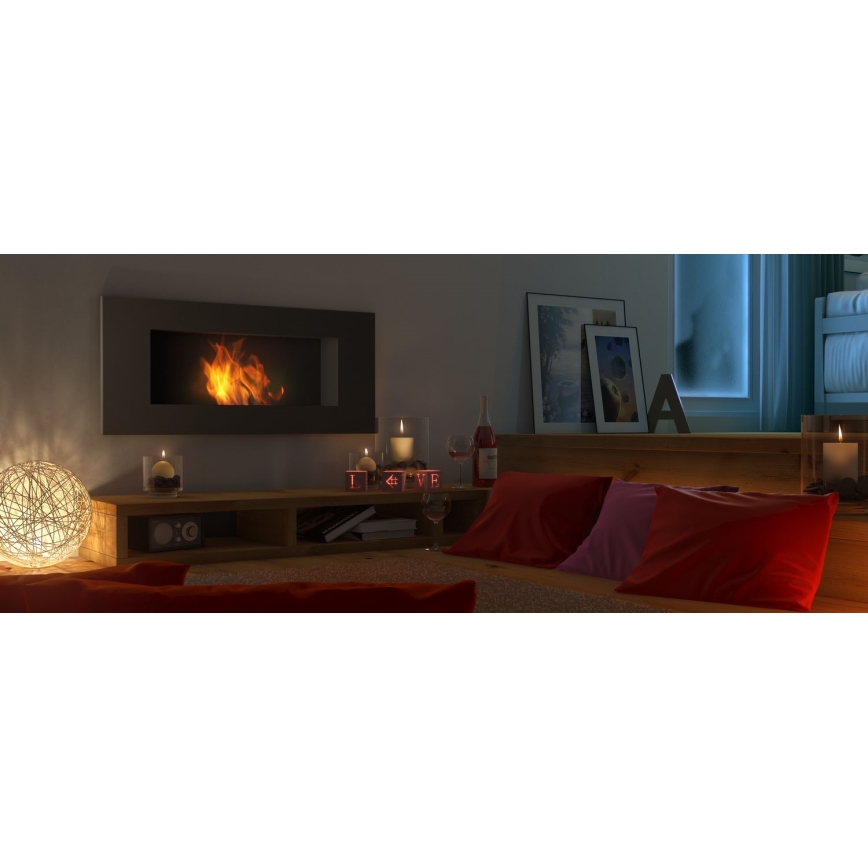 Kratki - Inbouw BIO-open haard 40x90 cm 2kW zwart
