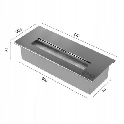 Kratki - BIO-open haard 40,2x70 cm 2kW zwart