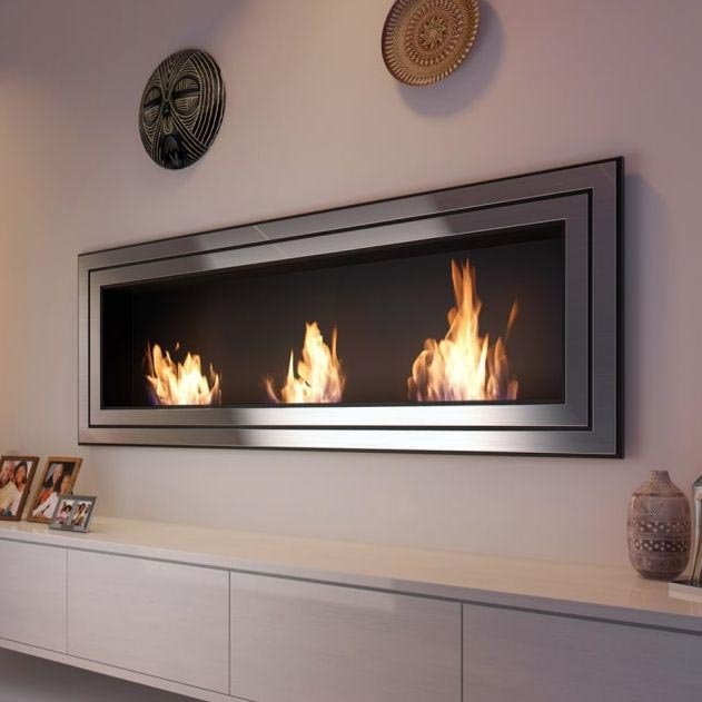 Kratki - Inbouw BIO-open haard 65x180 cm 3x2,5kW glanzend chroom