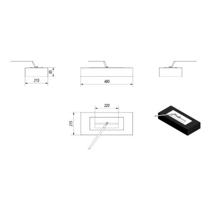 Kratki - BIO-open haard 8,5x49 cm 2,5kW zwart