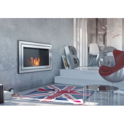 Kratki - Inbouw BIO-open haard 65x180 cm 3x2,5kW glanzend chroom