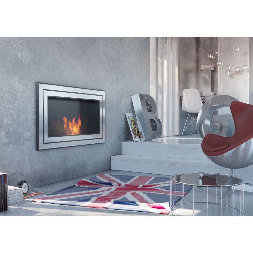 Kratki - Inbouw BIO-open haard 65x180 cm 3x2,5kW glanzend chroom