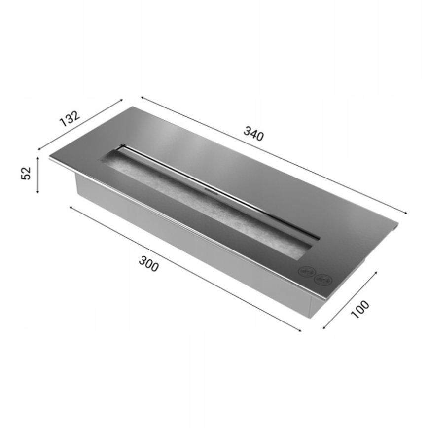 Kratki - Inbouw BIO-open haard 65x180 cm 3x2,5kW glanzend chroom