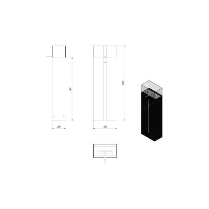 Kratki - BIO-open haard 113,6x35,9 cm 2kW zwart