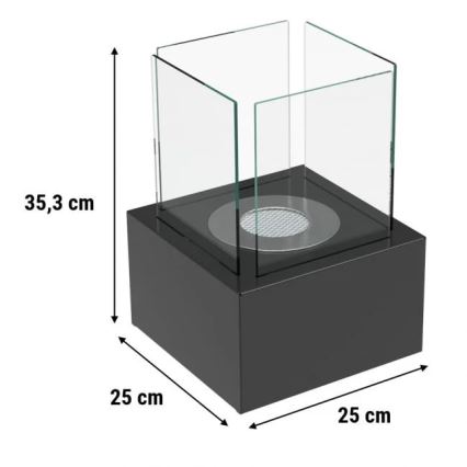 Kratki - BIO-open haard 35,3x25 cm 1kW zwart