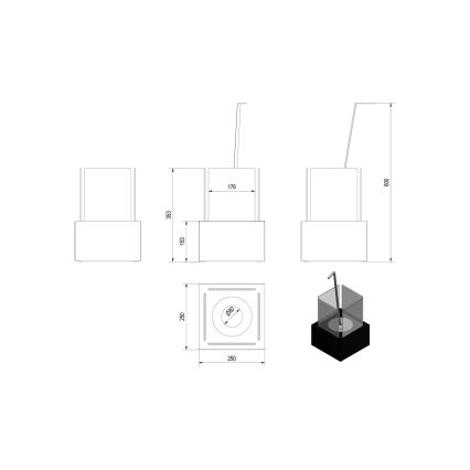 Kratki - BIO-open haard 35,3x25 cm 1kW zwart