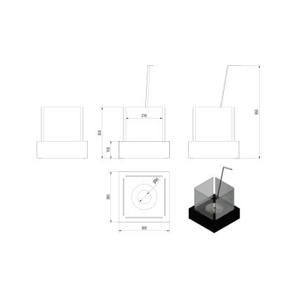 Kratki - BIO-open haard 30,3x30 cm 1kW wit