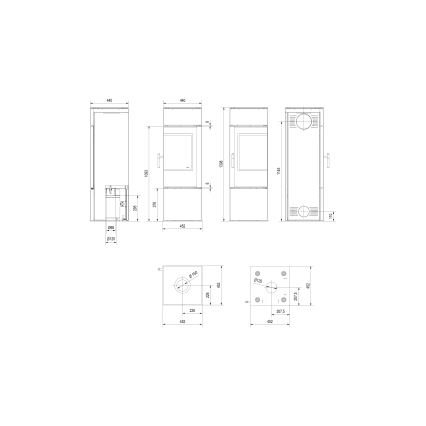 Kratki - Houtkachel van staal 8kW 150mm