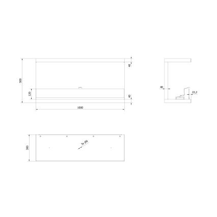 Kratki - Inbouw BIO-open haard 50x100 cm 3,5kW zwart