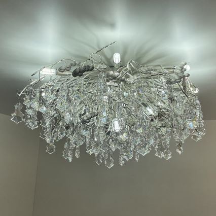 Kristallen hangende kroonluchter 12xG9/40W/230V glanzend chroom