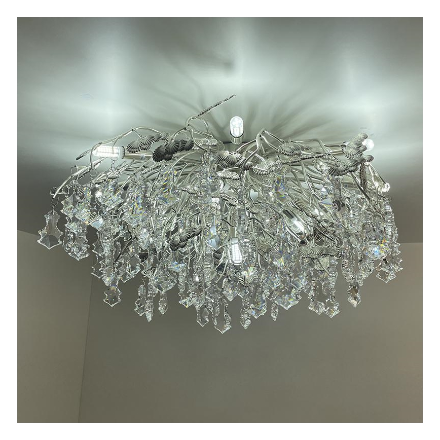 Kristallen hangende kroonluchter 12xG9/40W/230V glanzend chroom