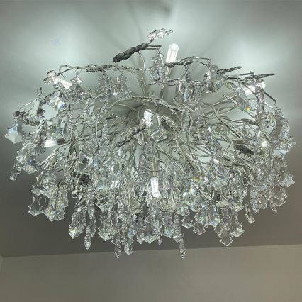 Kristallen hangende kroonluchter 12xG9/40W/230V glanzend chroom