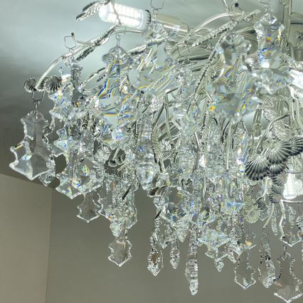 Kristallen hangende kroonluchter 12xG9/40W/230V glanzend chroom