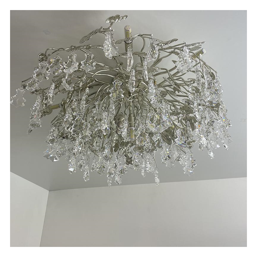Kristallen hangende kroonluchter 12xG9/40W/230V glanzend chroom