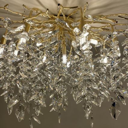 Kristallen hangende kroonluchter 12xG9/40W/230V goud