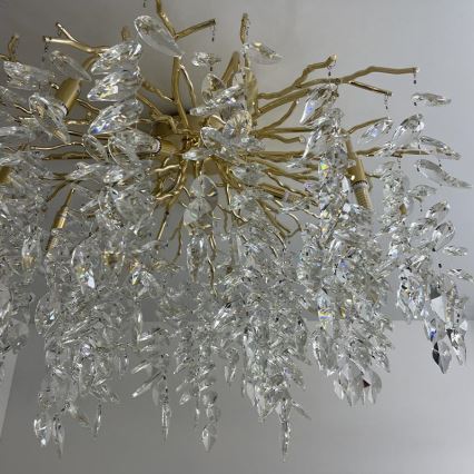 Kristallen hangende kroonluchter 12xG9/40W/230V goud