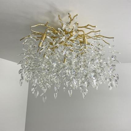 Kristallen hangende kroonluchter 9xG9/40W/230V goud