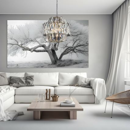 Kristallen hanglamp aan een ketting CROWN 12xE14/40W/230V glanzend chroom