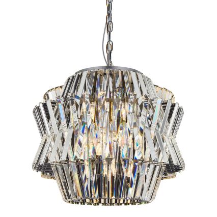 Kristallen hanglamp aan een ketting CROWN 12xE14/40W/230V glanzend chroom