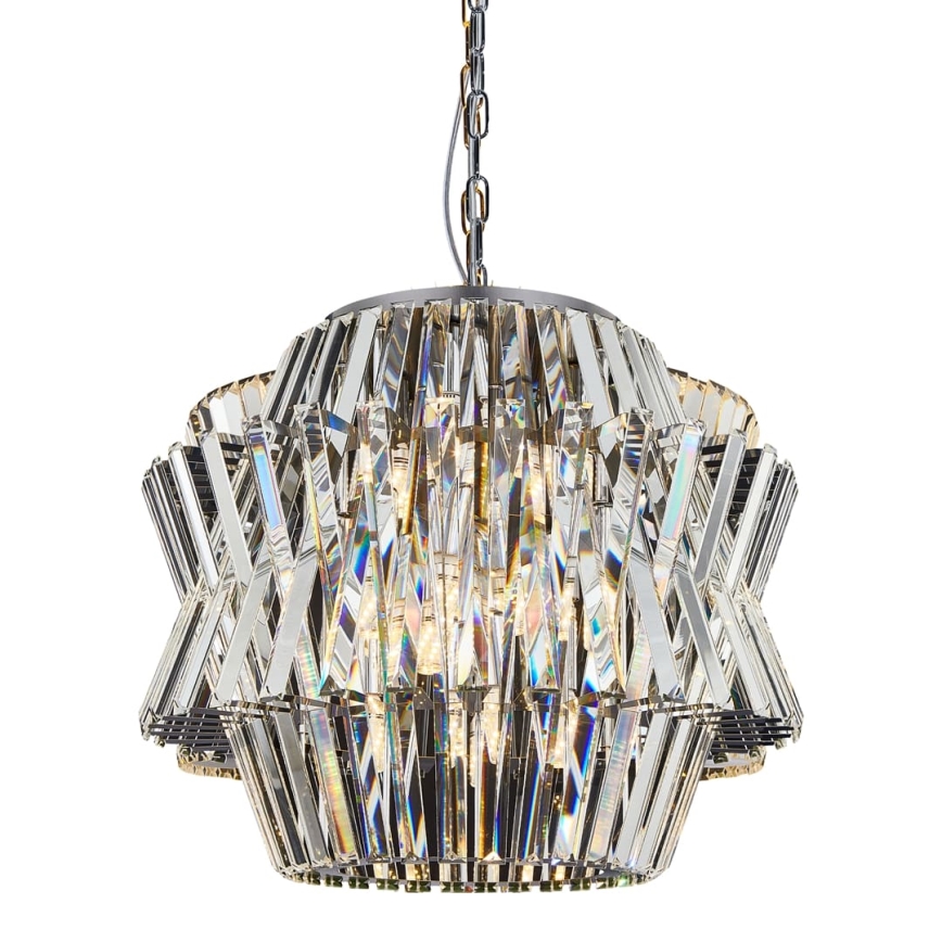 Kristallen hanglamp aan een ketting CROWN 12xE14/40W/230V glanzend chroom