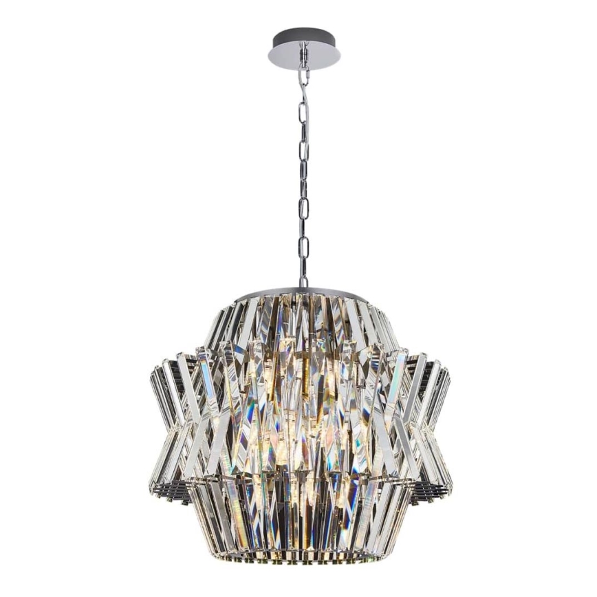 Kristallen hanglamp aan een ketting CROWN 12xE14/40W/230V glanzend chroom