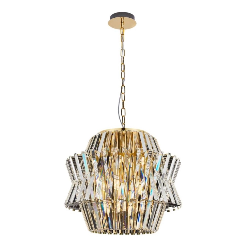 Kristallen hanglamp aan een ketting CROWN 12xE14/40W/230V goud