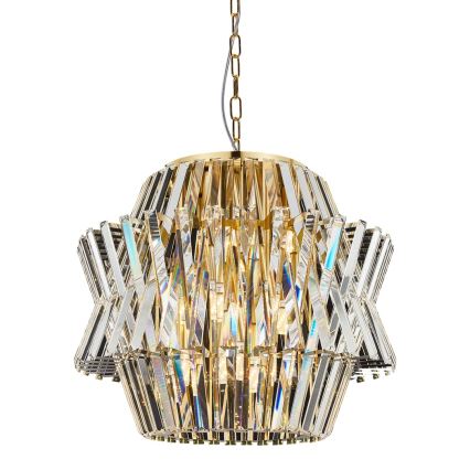 Kristallen hanglamp aan een ketting CROWN 12xE14/40W/230V goud