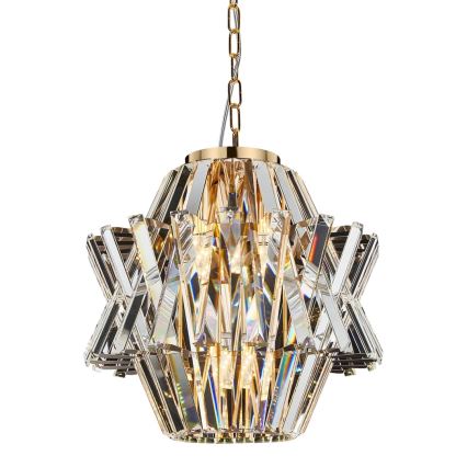 Kristallen hanglamp aan een ketting CROWN 4xE14/40W/230V goud