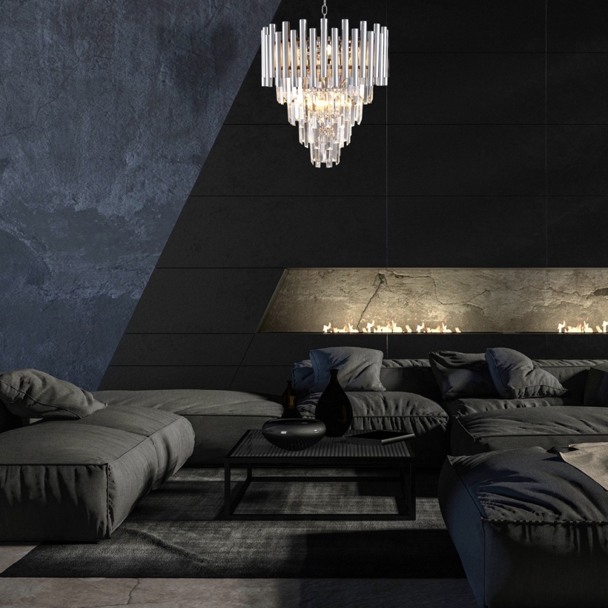 Kristallen hanglamp aan een ketting MADISON 9xE14/40W/230V glanzend chroom