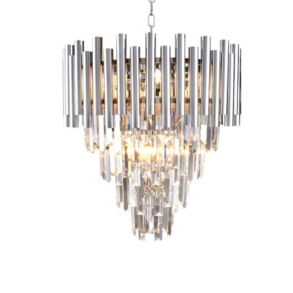 Kristallen hanglamp aan een ketting MADISON 9xE14/40W/230V glanzend chroom