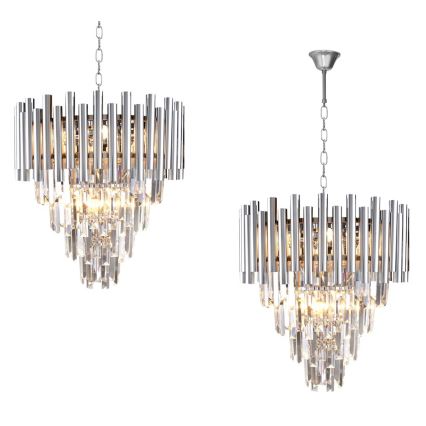 Kristallen hanglamp aan een ketting MADISON 9xE14/40W/230V glanzend chroom