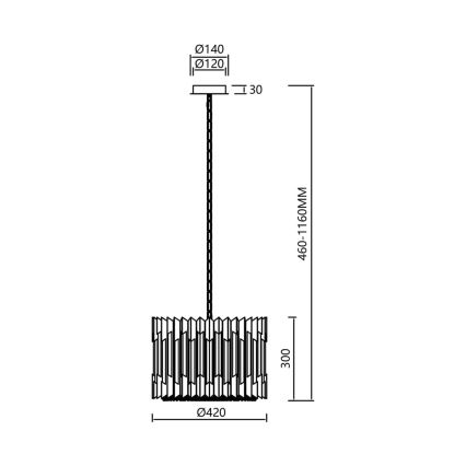 Kristallen hanglamp aan een ketting RITZ 7xE14/40W/230V chroom