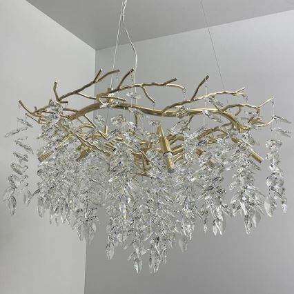 Kristallen hanglamp aan een koord 12xG9/40W/230V goud