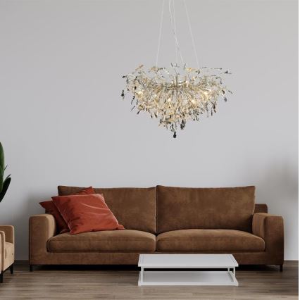 Kristallen hanglamp aan een koord 13xG9/40W/230V glanzend chroom