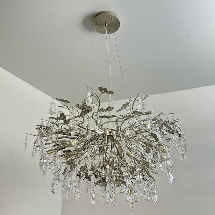 Kristallen hanglamp aan een koord 13xG9/40W/230V glanzend chroom