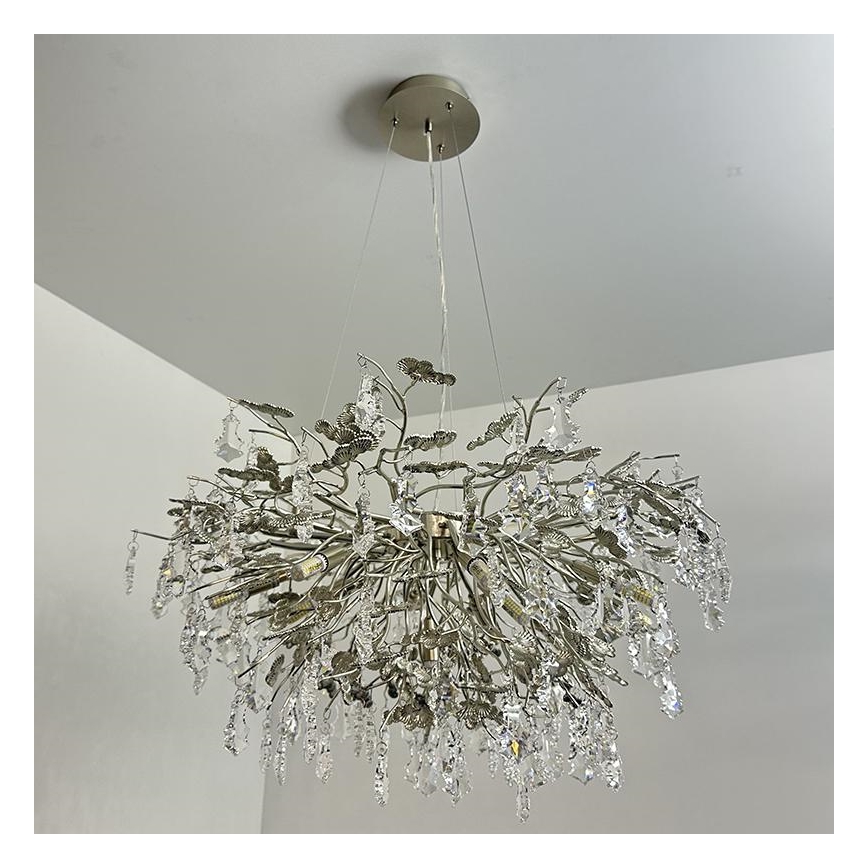 Kristallen hanglamp aan een koord 13xG9/40W/230V glanzend chroom